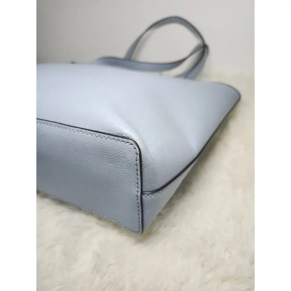 Michael Kors Light Blue Leather Tote with Gold Plaque - Picture 11 of 15